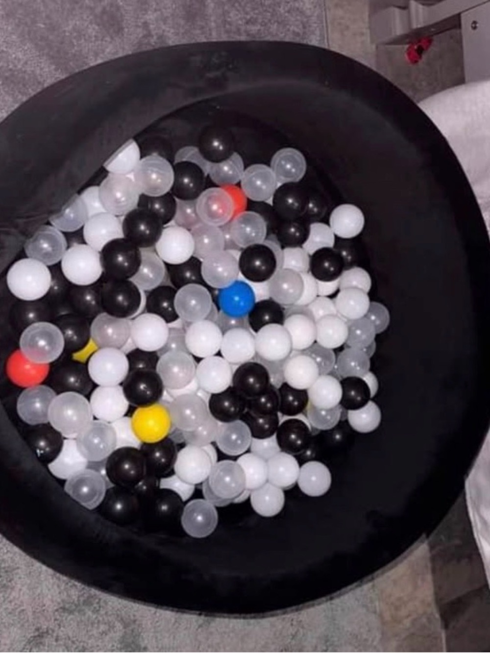 Black Ball Pit with Mixed White, Black & Clear Play Balls